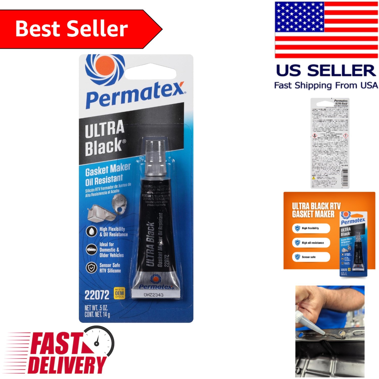 High Performance Ultra Black 0.5 oz Silicone Gasket Maker - Sensor Safe Formula