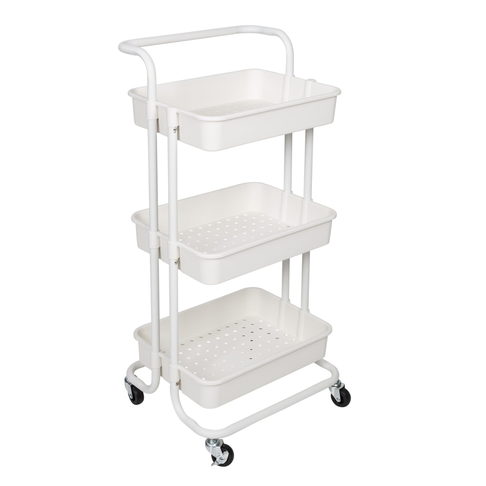 3-Tier Rolling Craft Cart with Handle, White