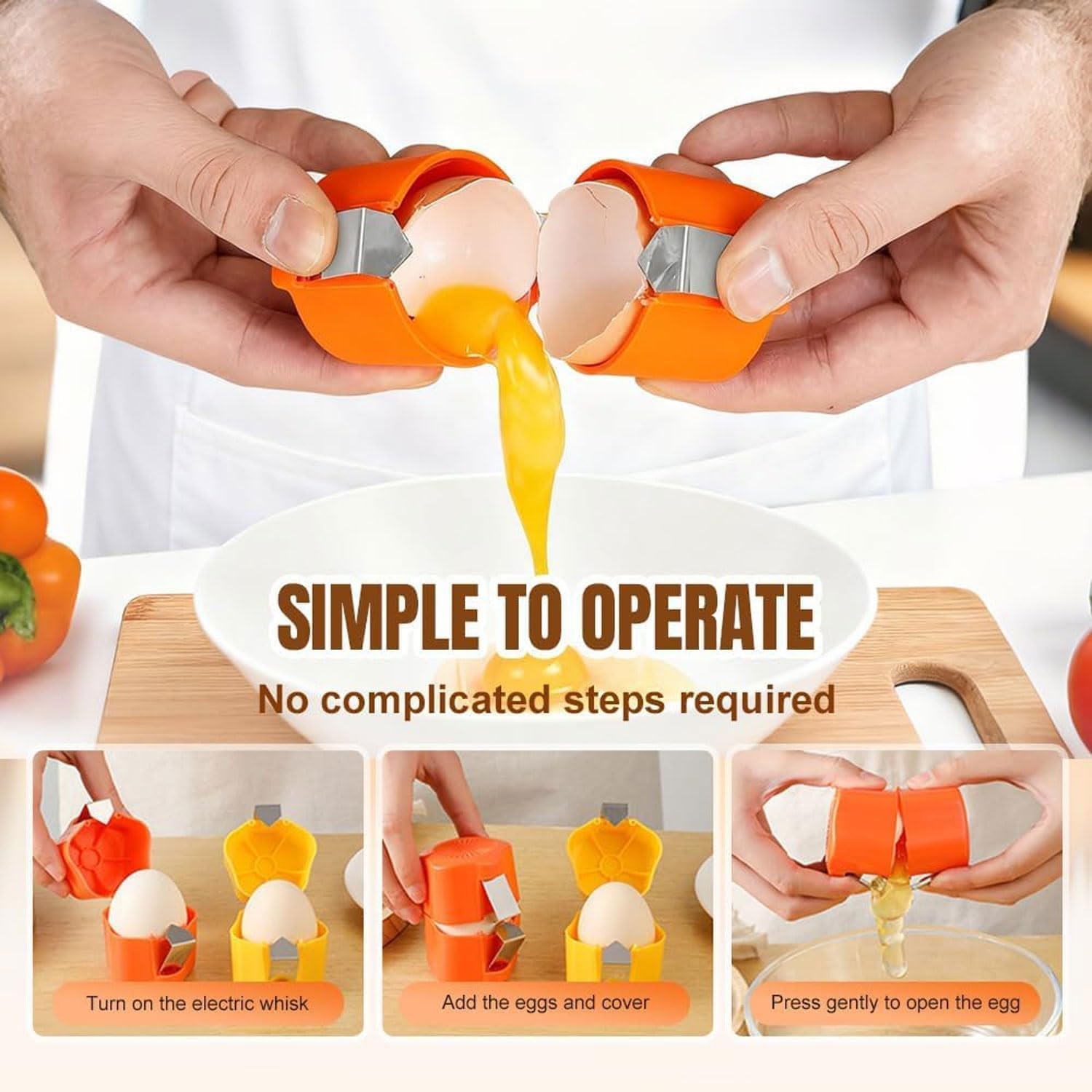 3Pcs Egg Shell Cracker Breaker Opener Peeler Remover Standard, Multicolor