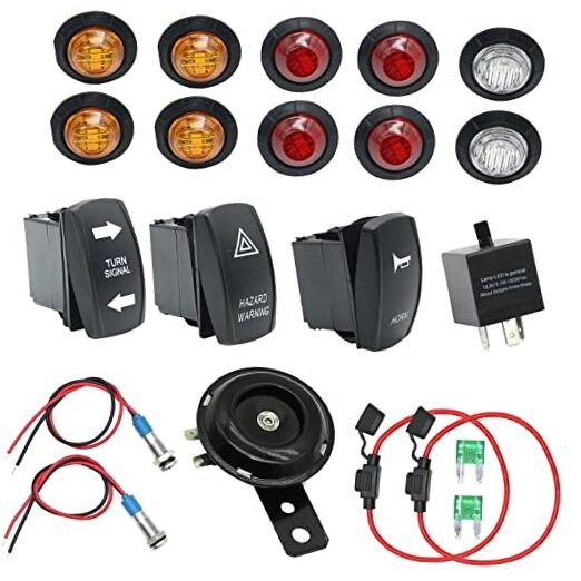 Turn Signal Kit,Universal UTV ATV SXS Turn Signal Horn Kit Street Legal Kit