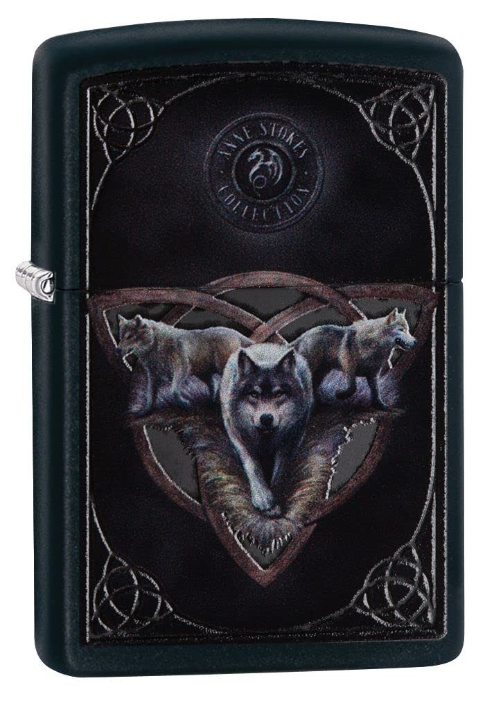 Zippo Lighter- Wolf Wolves Triquetra Black Matte Windproof Lighter Z5176
