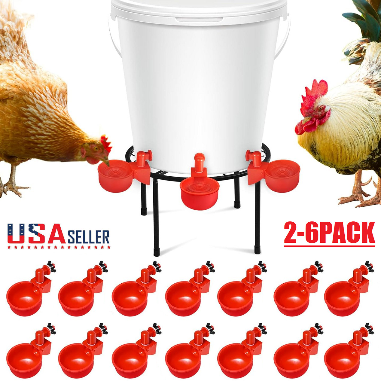 6Pcs Automatic Water Cups Poultry Drinker Watering Chicken Duck Quail Drinking