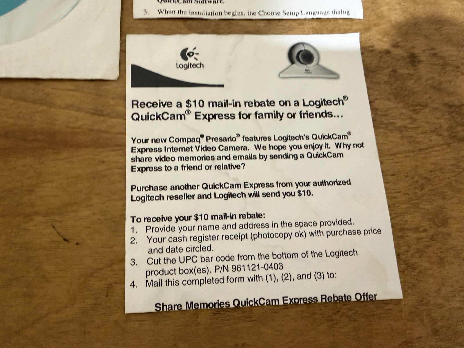 Logitech QuickCam Express Internet Video Camera Version 5.4.6 *DISC AND MANUAL**