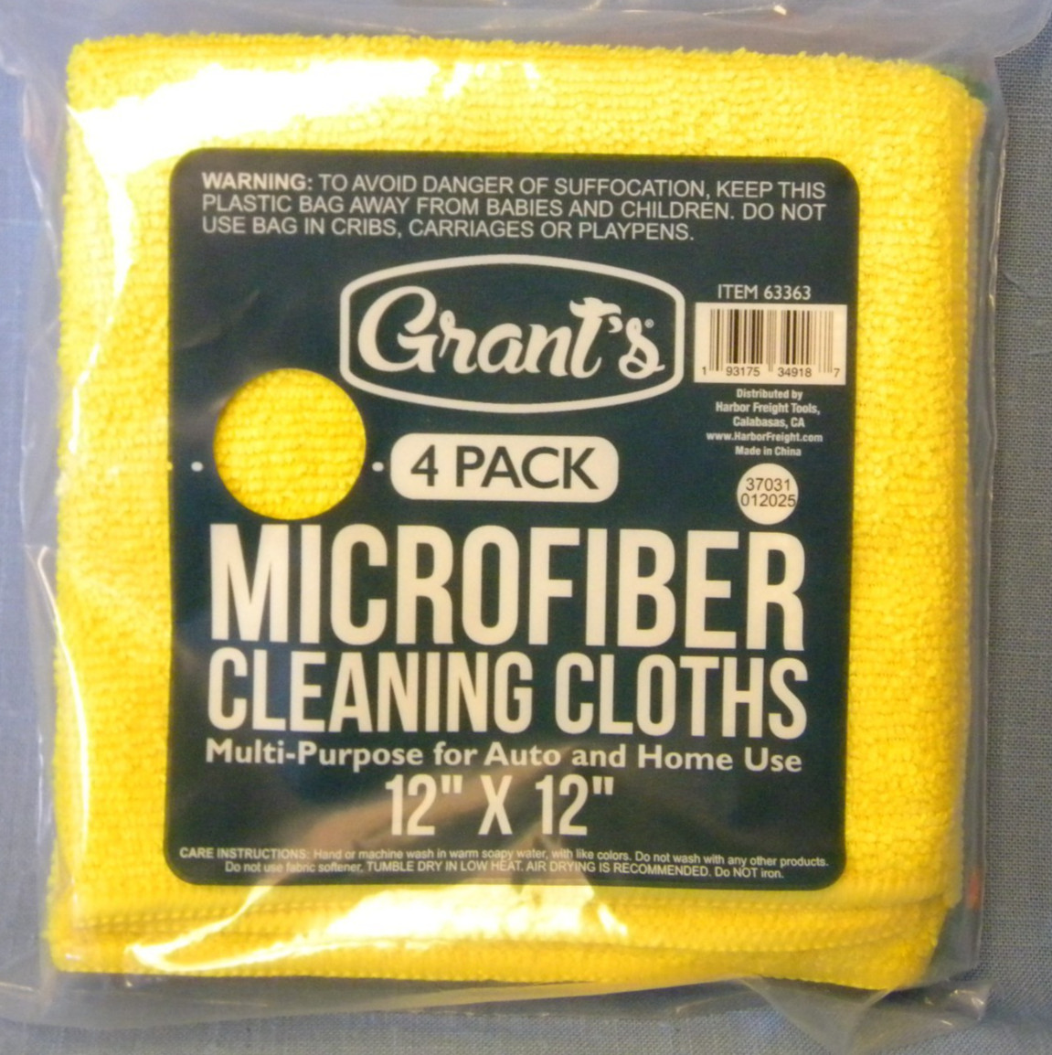 4- Pack New Packaged MICROFIBER Towels 12 x 12 inch Polish, Buff, Shine 4 colors