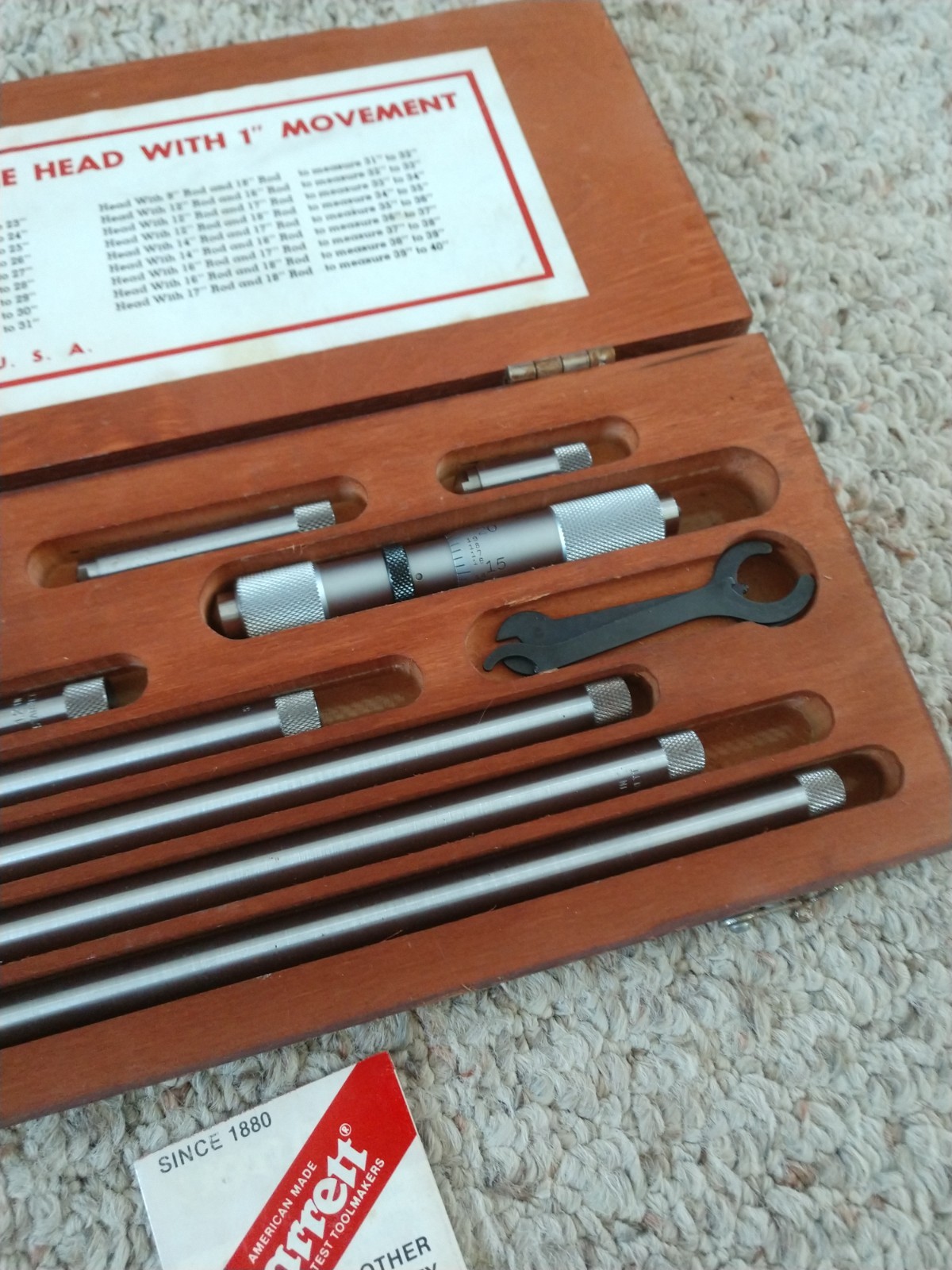 Nice Starrett Inside Micrometer Model 823E Range 4-40" Machinist Tools w. Case