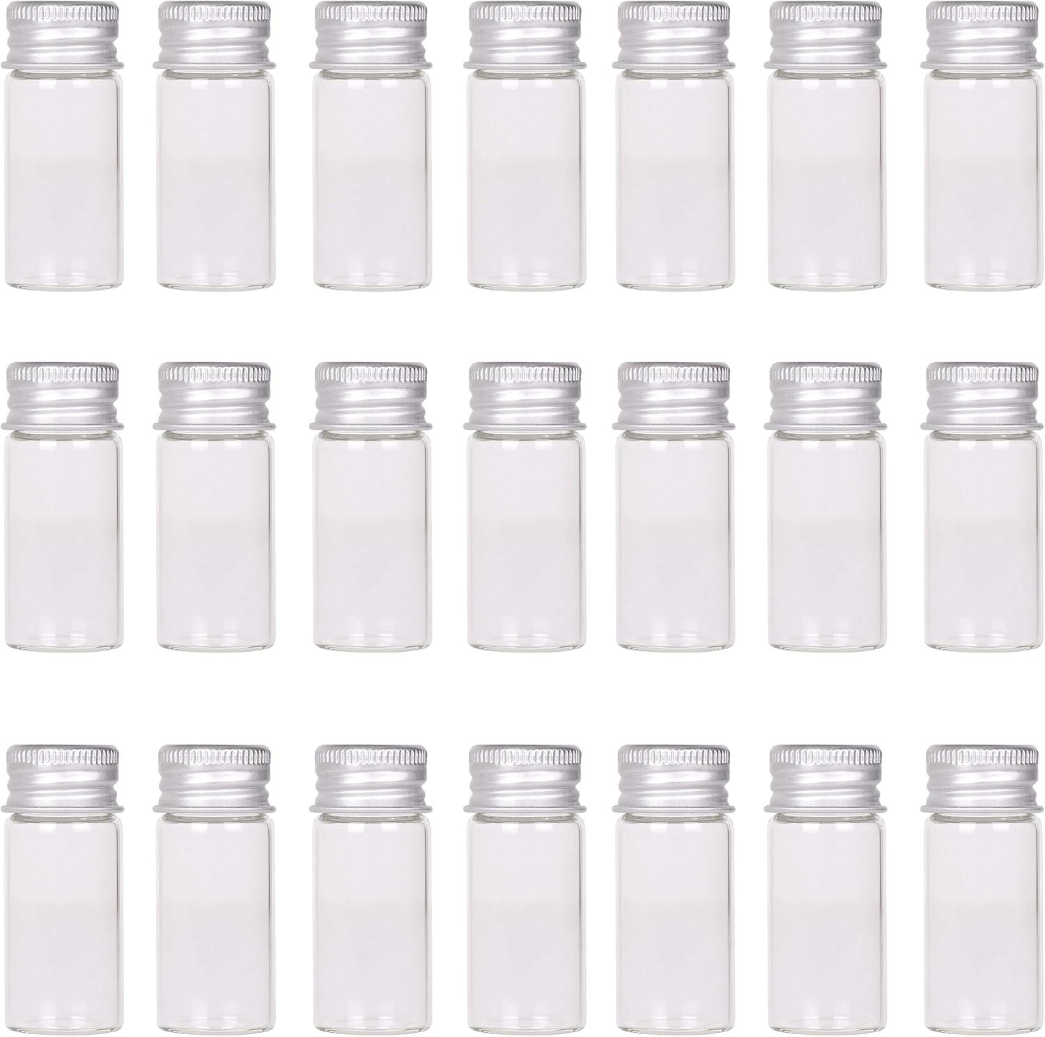 Maxmau 24 Sets 10Ml Glass Vials Small Bottles Mini Tiny Jars with Aluminum Screw