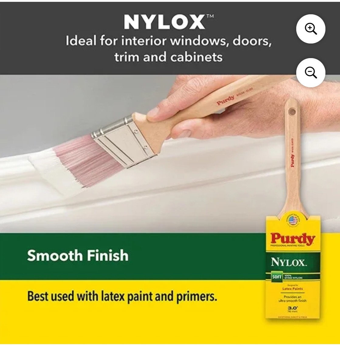 3 Genuine Purdy Nylox Smooth Finish Glide Angular 2-1/2" Paint Brushes 144152225