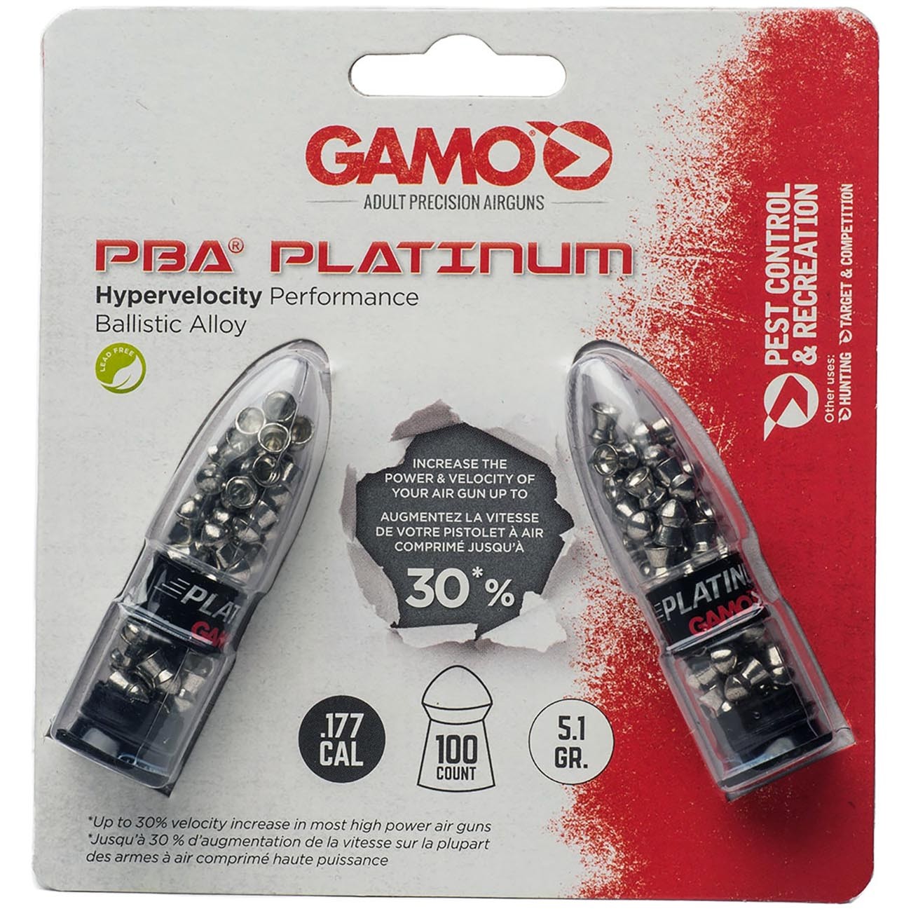 Gamo .177 Cal Domed PBA Platinum Air Gun Pellets – 5.1 Grain (100 Count)
