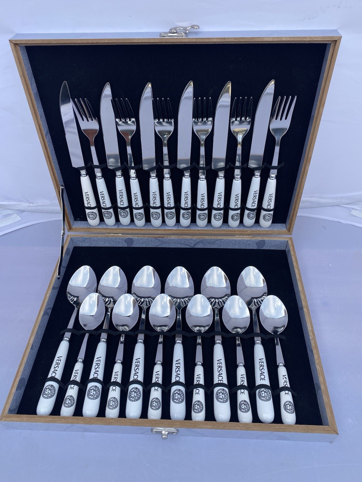 24 Pcs Versace  Cutlery Set Spoon Fork Teaspoon Stainless Steel  .