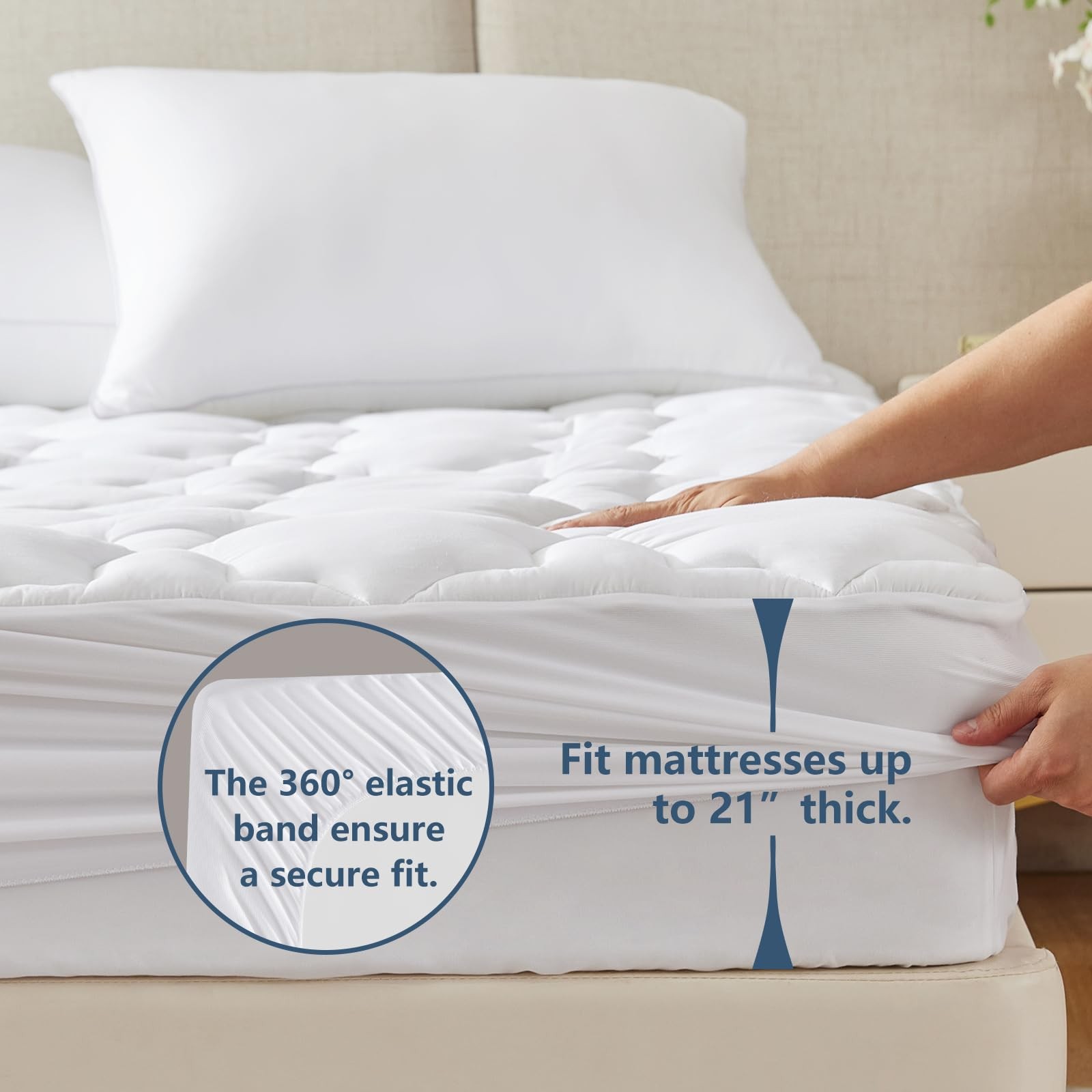 CozyLux California King Mattress Pad - (72x84 inches), White