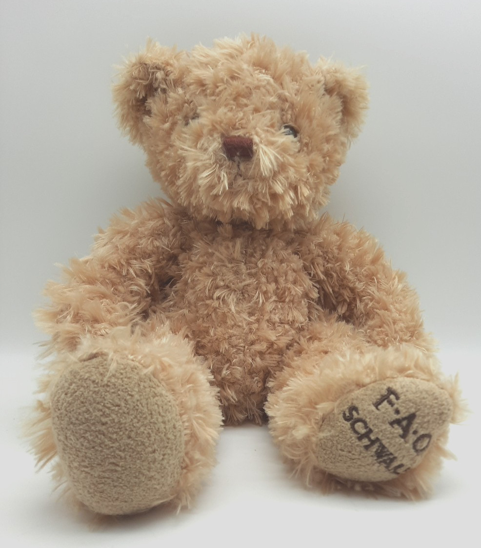 FAO Schwarz Plush Teddy Bear 2018  Furry Shaggy Tan 15"