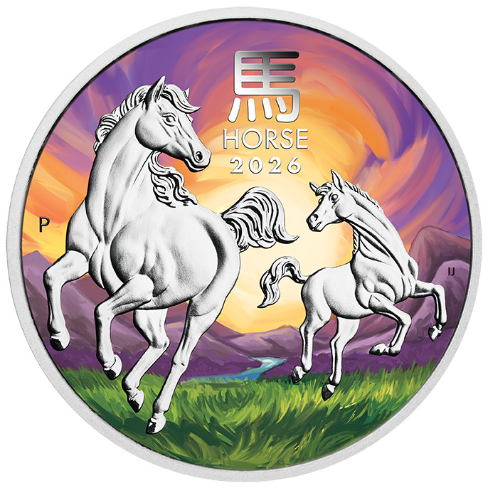 2026 Australia Lunar Horse Colorized Melbourne ANDA 1 oz Silver Coin in Card