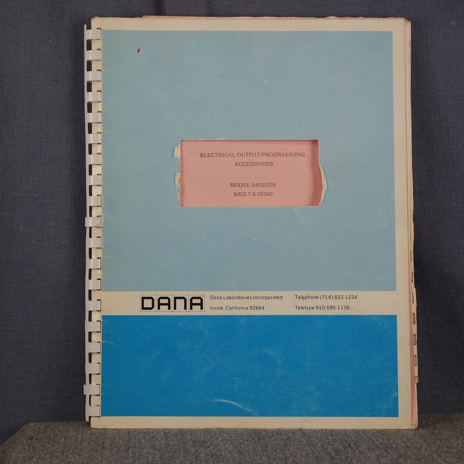 DANA Model 5403/035 Electrical Output/Programming Accessories Operation Manual