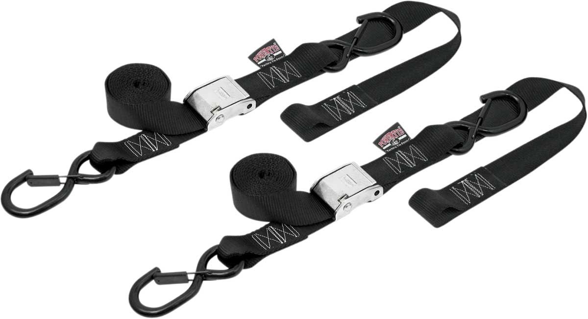 Powertye 1 1/2in. Cam-Buckle w/ Safety Latch Hooks&Soft-Tye-Black/Black-29622-S