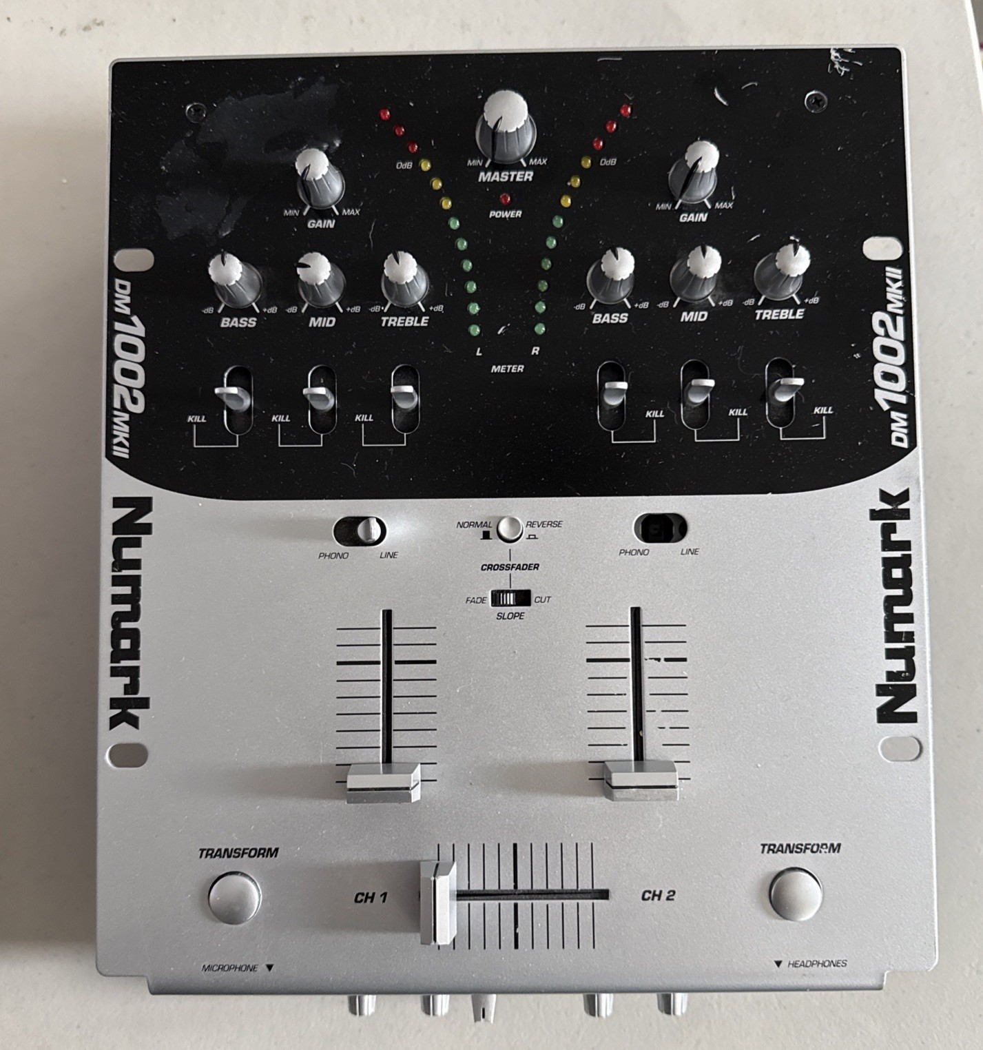 Numark DM1002mkII 2-Channel DJ Mixer (no Cords) Untested/FOR PARTS /NOT WORKING