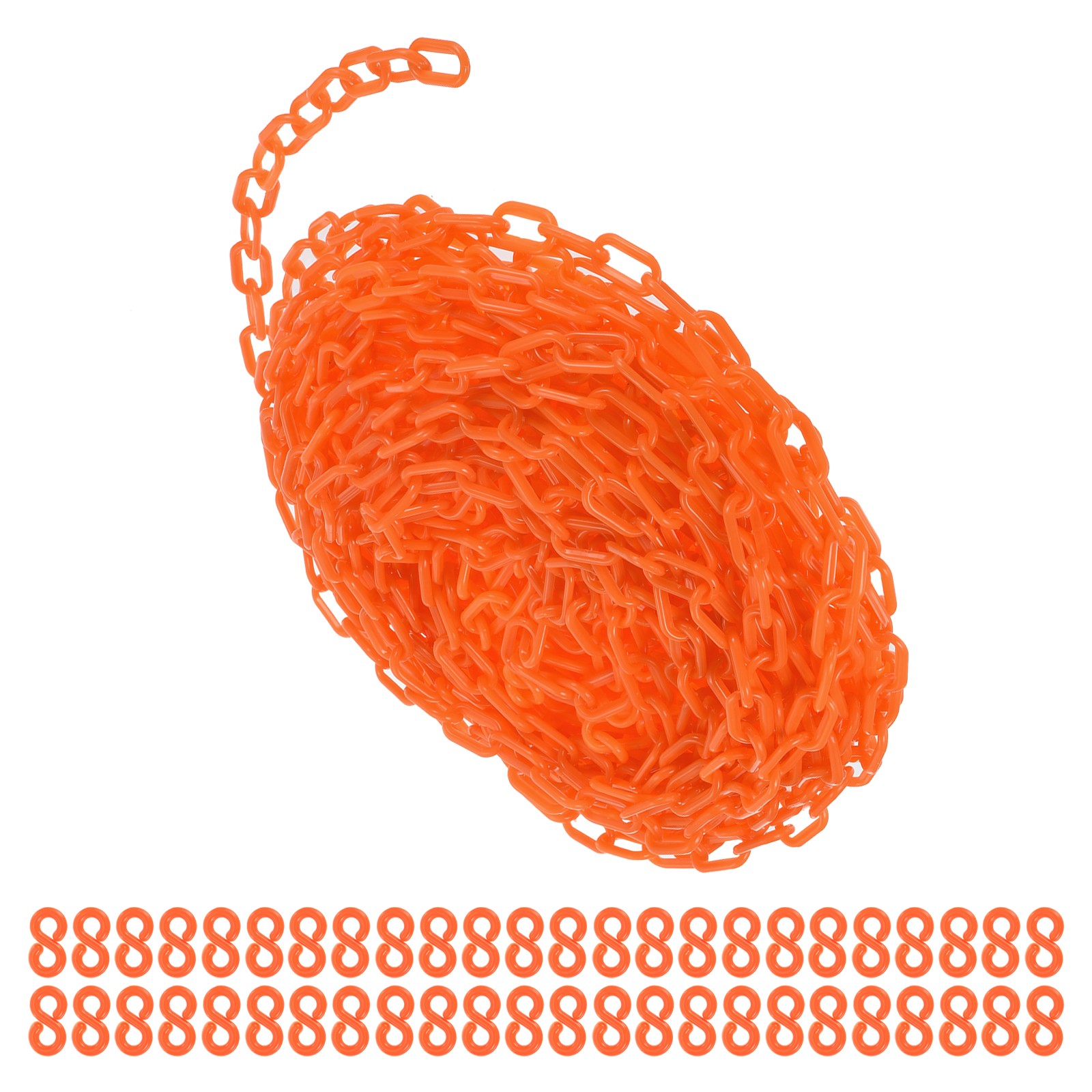 Plastic Chain Links 100 Foot Safety Barrier Chain Orange for Parking