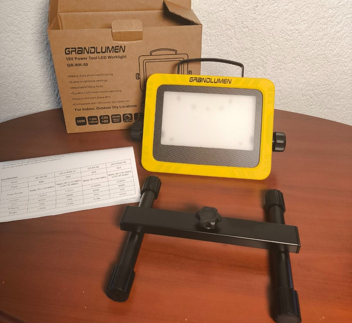 Grandlumen 18V POwer Tool LED WorkLight GR-WK-50 7200 Lumens New