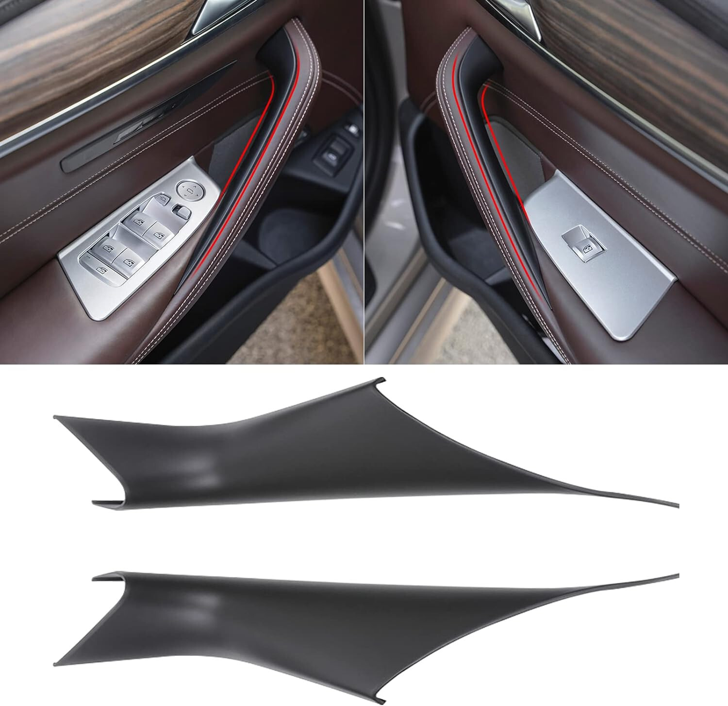 2PCS Black Snap-On Interior Door Pull Handle Cover Fits 17-23 G30 G31 F90 540i