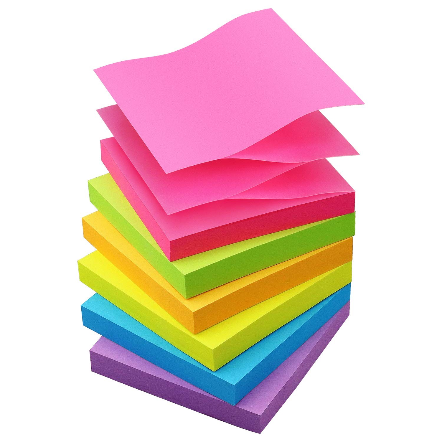 Osboo Sticky Notes 3x3 Pop Up Self-Stick Notes Pads with 6 Bright Colors, Easy t