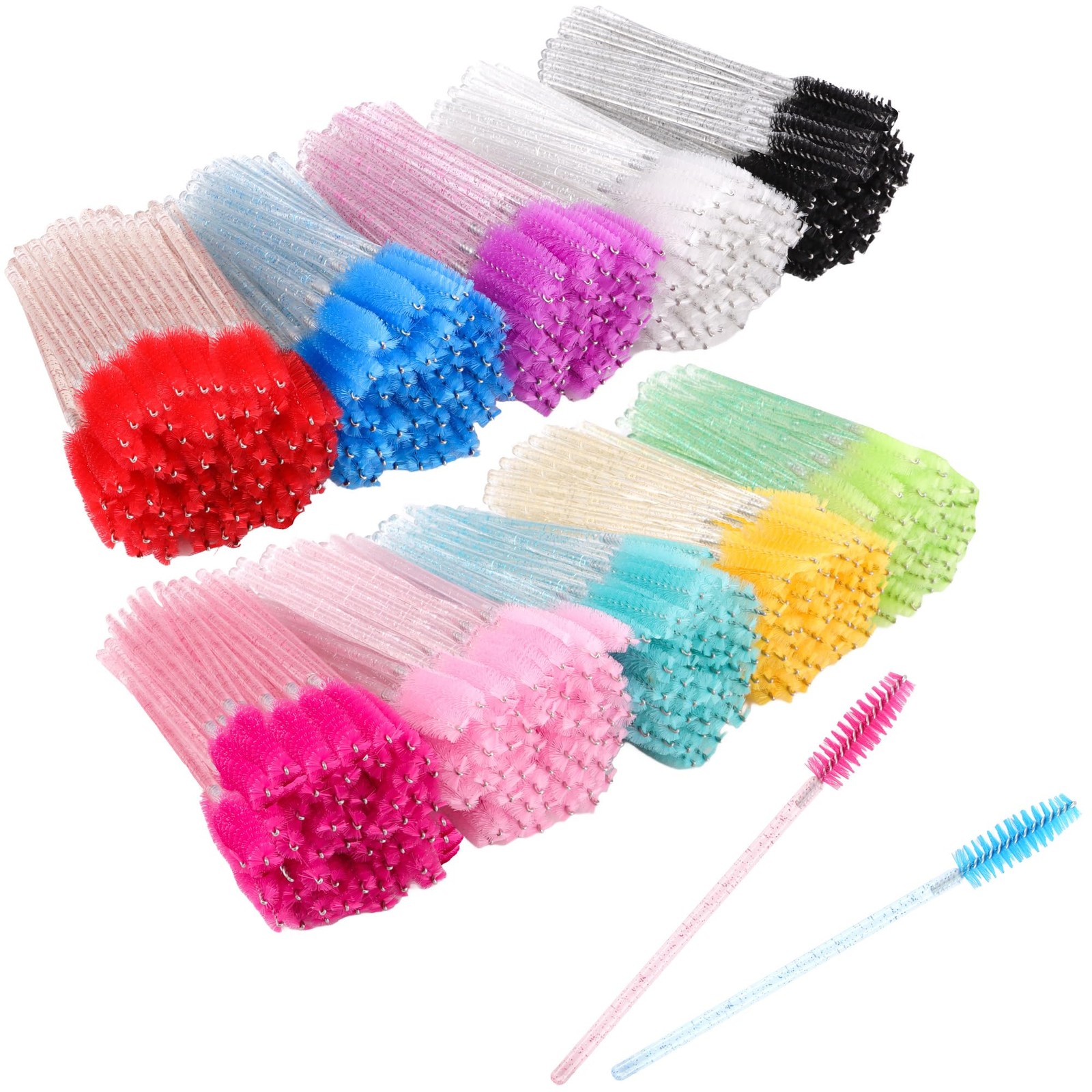COCIDE 500Pcs Colorful Eyebrow Brush Eyelash Comb Lash Brushes