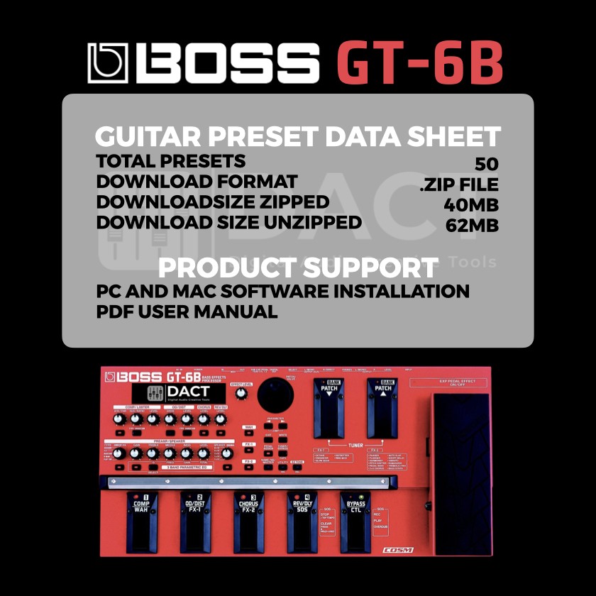 Boss GT-6B Bass Guitar Multi-FX Presets Library (50 Presets) - Instant Access