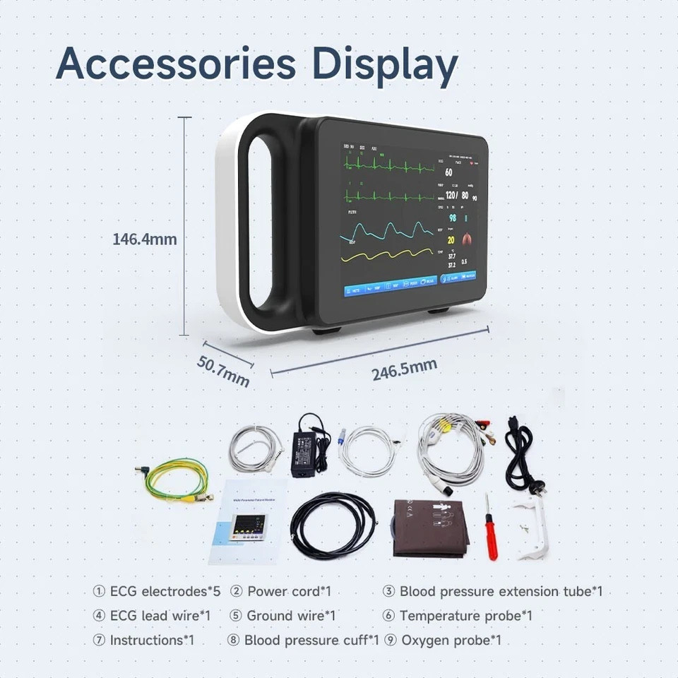 7 Inch Touch Screen Portable Multi-parameter Patient Monitor Vital Signs Monitor