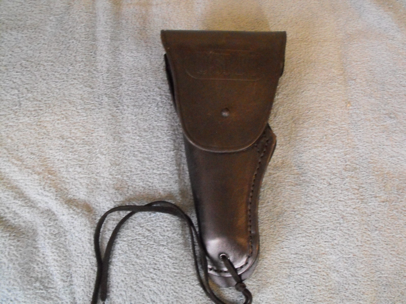 U.S. Colt M1911 .45 cal Black Leather Hip Holster with U.S.M.C. on it