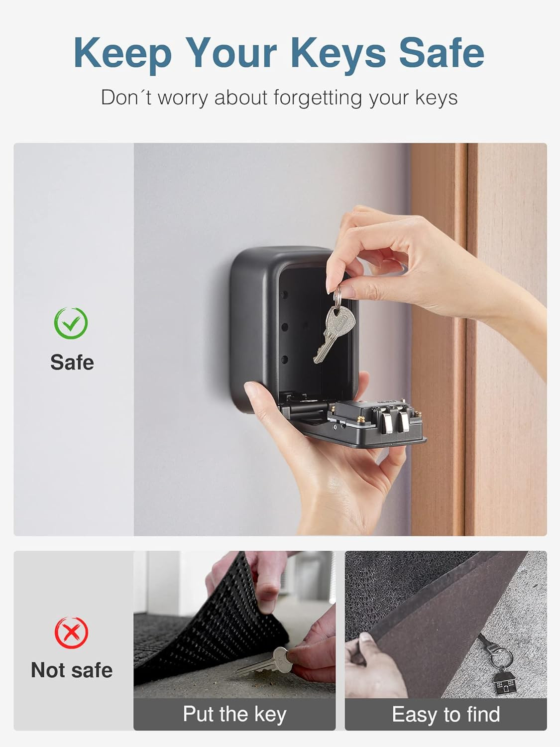 Security Key Lock Box, 4-Digit Combination Waterproof Lock Box Key Storage Lockb