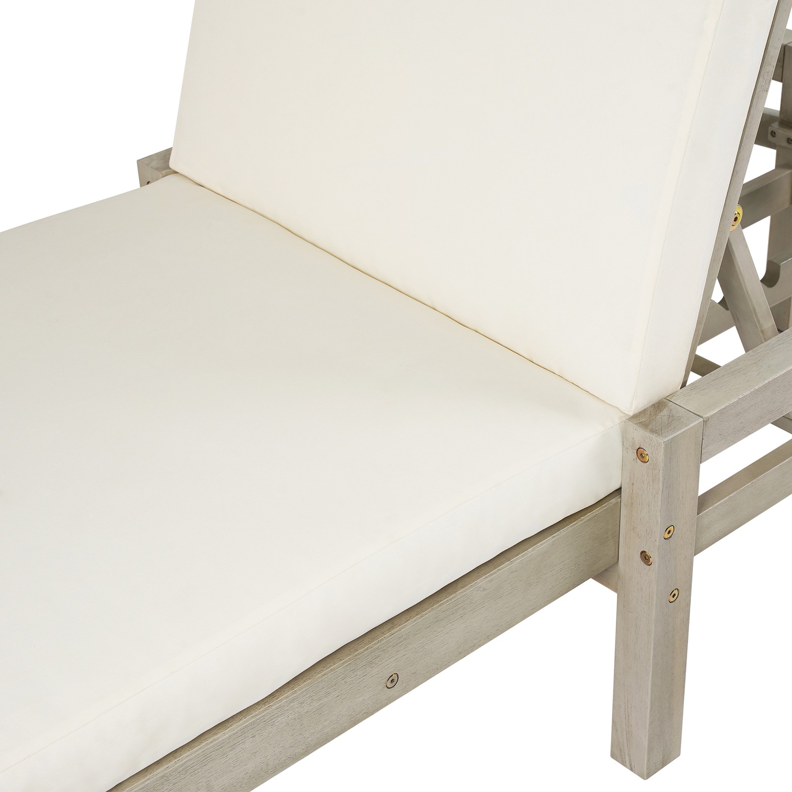 Patio Chaise Lounge Chair 2-Pack, Acacia Wood, Adjustable Backrest, Gray Cushion