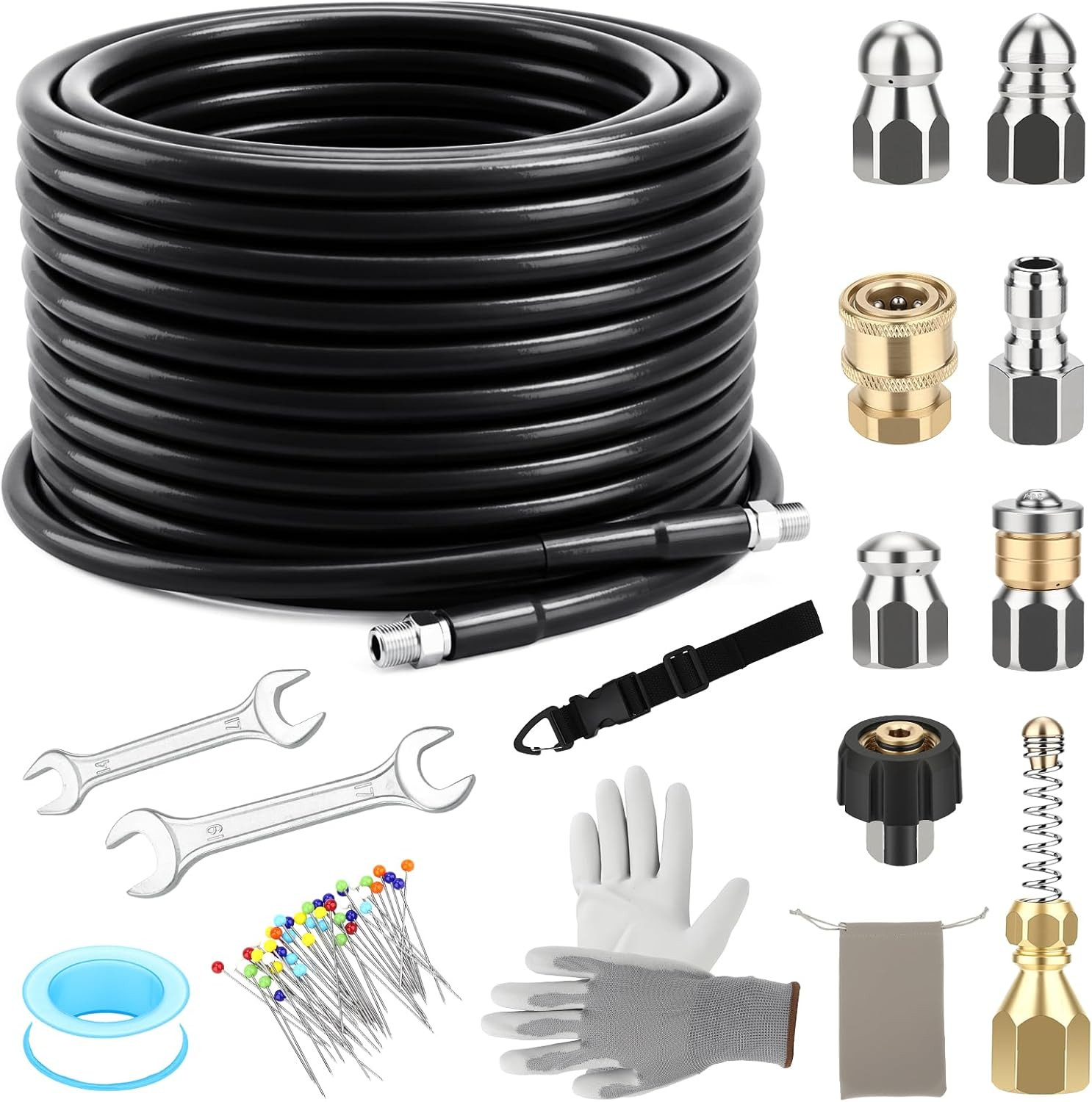 Sewer Jetter Kit for Pressure Washer 100FT, 5800 PSI Power Washer Drain Jetter C