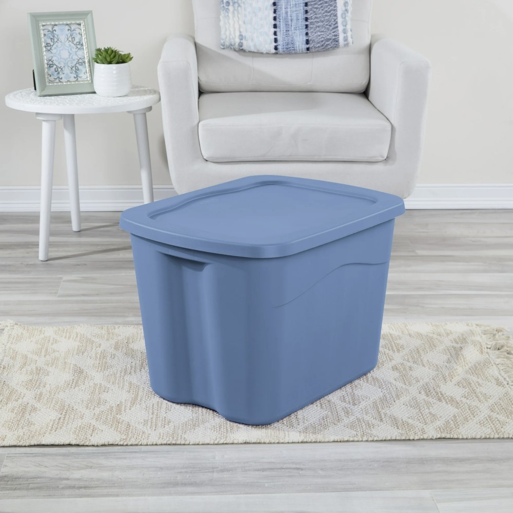 Sterilite Large Storage Tote 18 Gallon Snap Lid Blue 8-Pack
