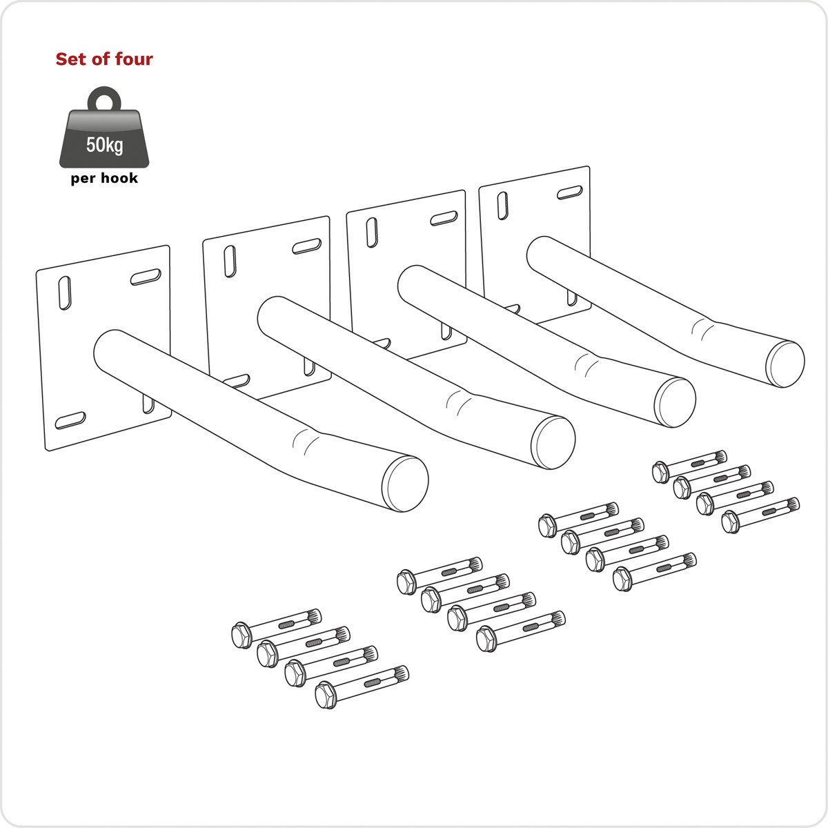 Sealey Wall Mounting Storage Hooks Set of 4 APWH