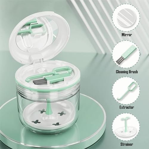 Retainer Case, Denture Bath Box with Strainer Basket, Mouth Guard Case, White