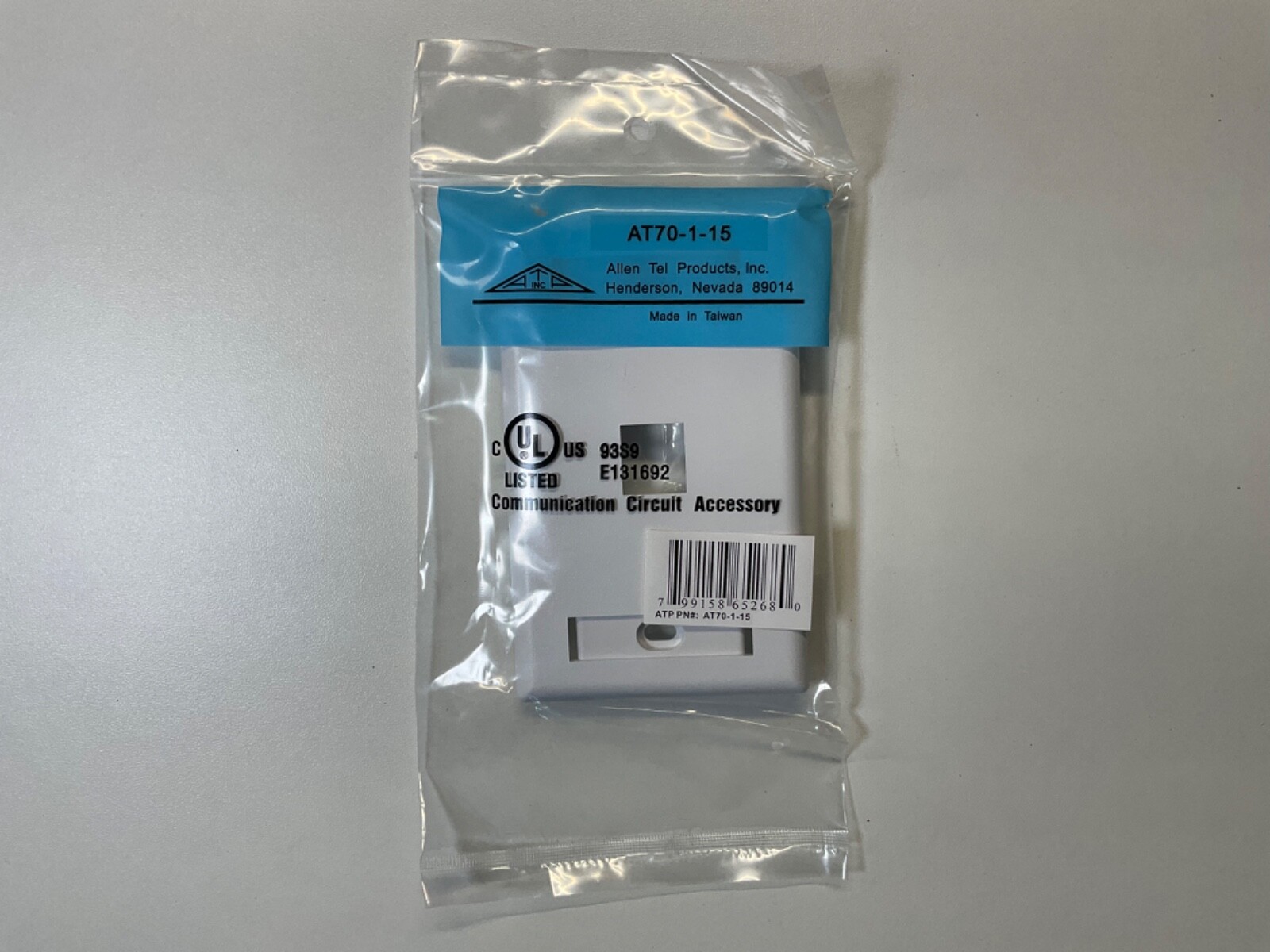 Allen Tel Products AT 70-1-15 Wallplate Single-Gang 1-Port White NEW.  H-3