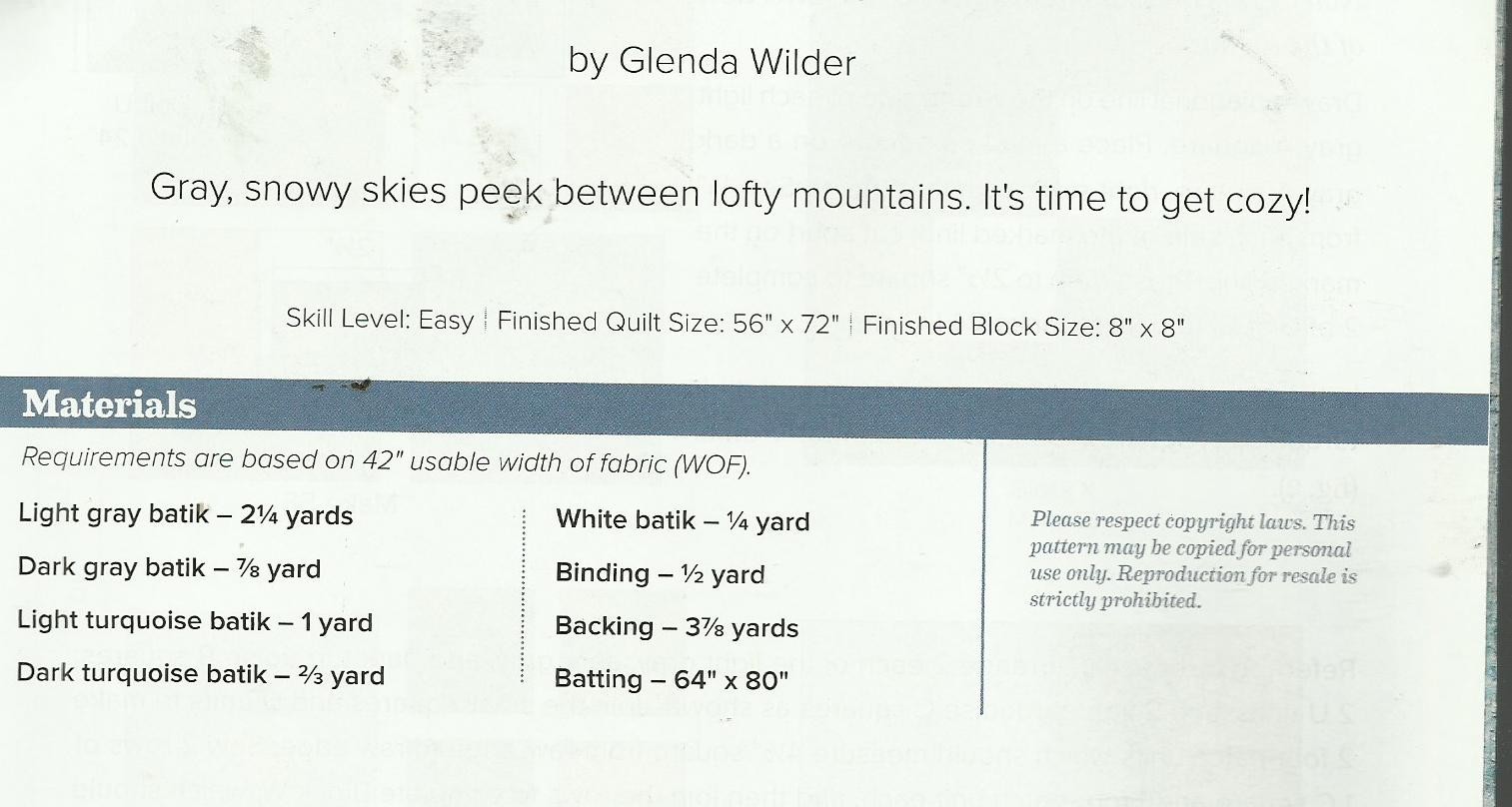 E0633 ALPINE QUILT PATTERN/INSTRUCTIONS