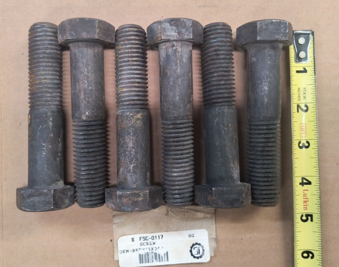 (6) PAI Hex Head Bolts Cap Screw GRADE 5 (7/8-9 x 4 1/2)