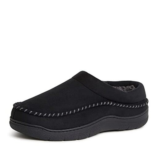 Men's Thompson Microsuede Memory Foam Clog Slipper Medium Black