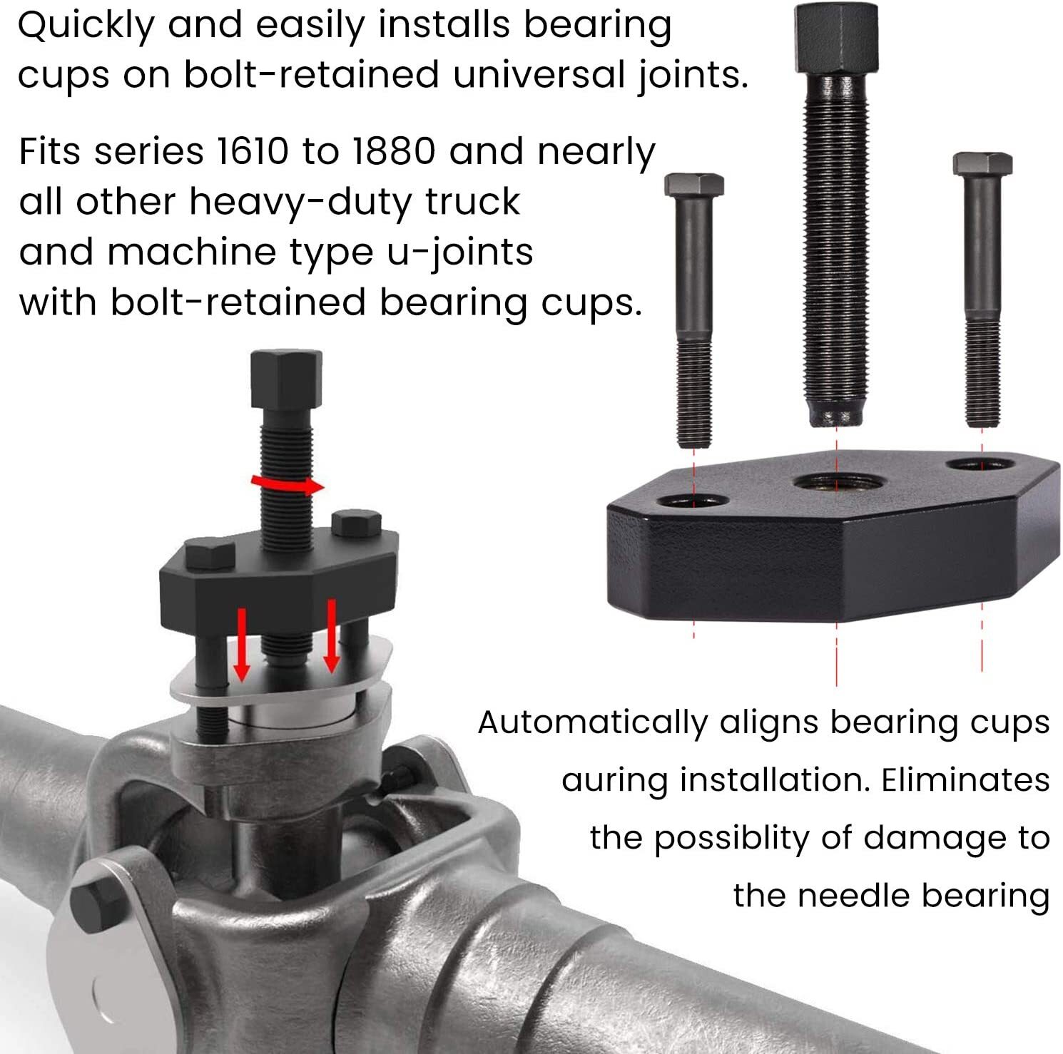 Heavy Duty 10102 U Joint Puller (Class 6-8) & 5192 Bearing Cup Installer Tool