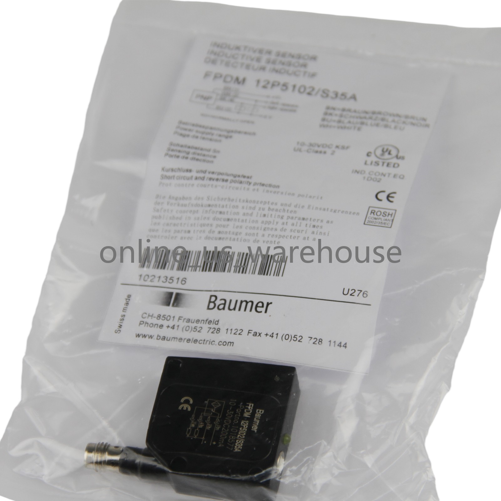 New In Box BAUMER FPDM 12P5102/S35A Retro-reflective Photoelectric Sensors