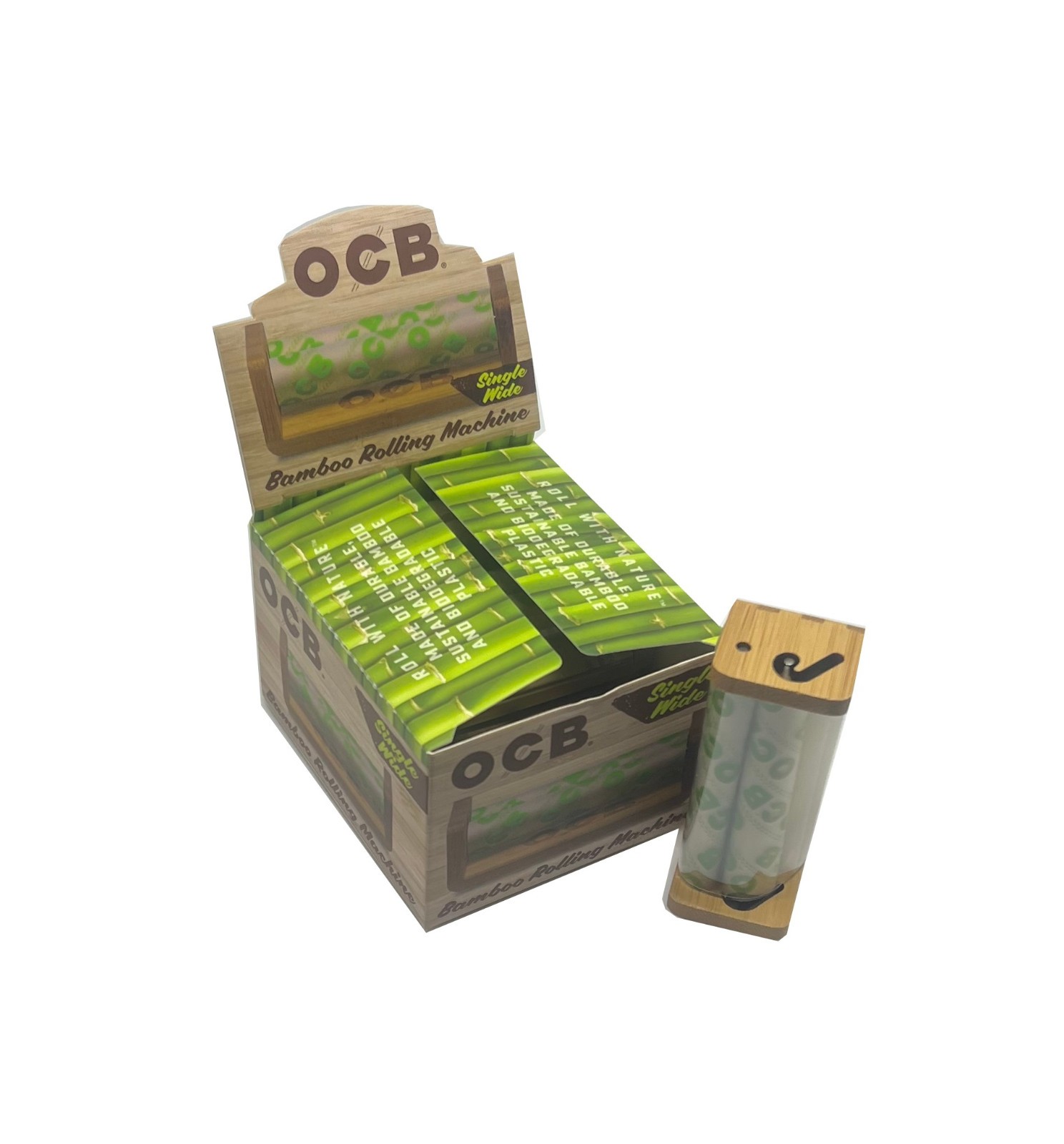 OCB Bamboo Roller - Single Wide 70mm Cigarette Rolling Machine (1 Roller)