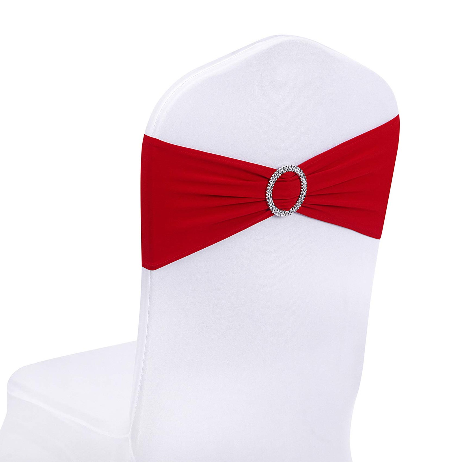 25pcs Red Spandex Chair Sashes with Buckle Slider for Wedding, Party Decoration