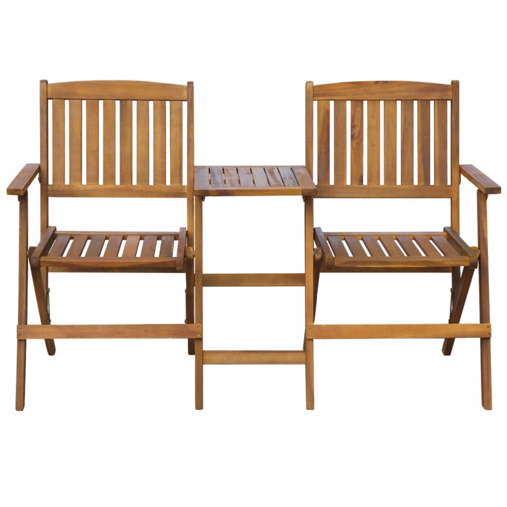 Patio Solid Acacia Wood Folding Bench w/ Table Outdoor Garden Chair vidaXL