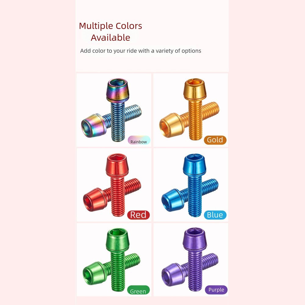 6 titanium plated stainless steel screws M5 x 18mm bicycle stem fasteners