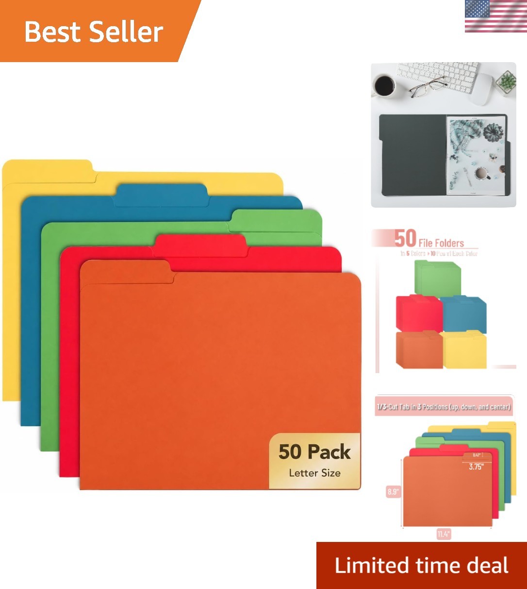 Earthy Spectrum File Folders 50 Pack - Ideal for Home and Classroom Organization