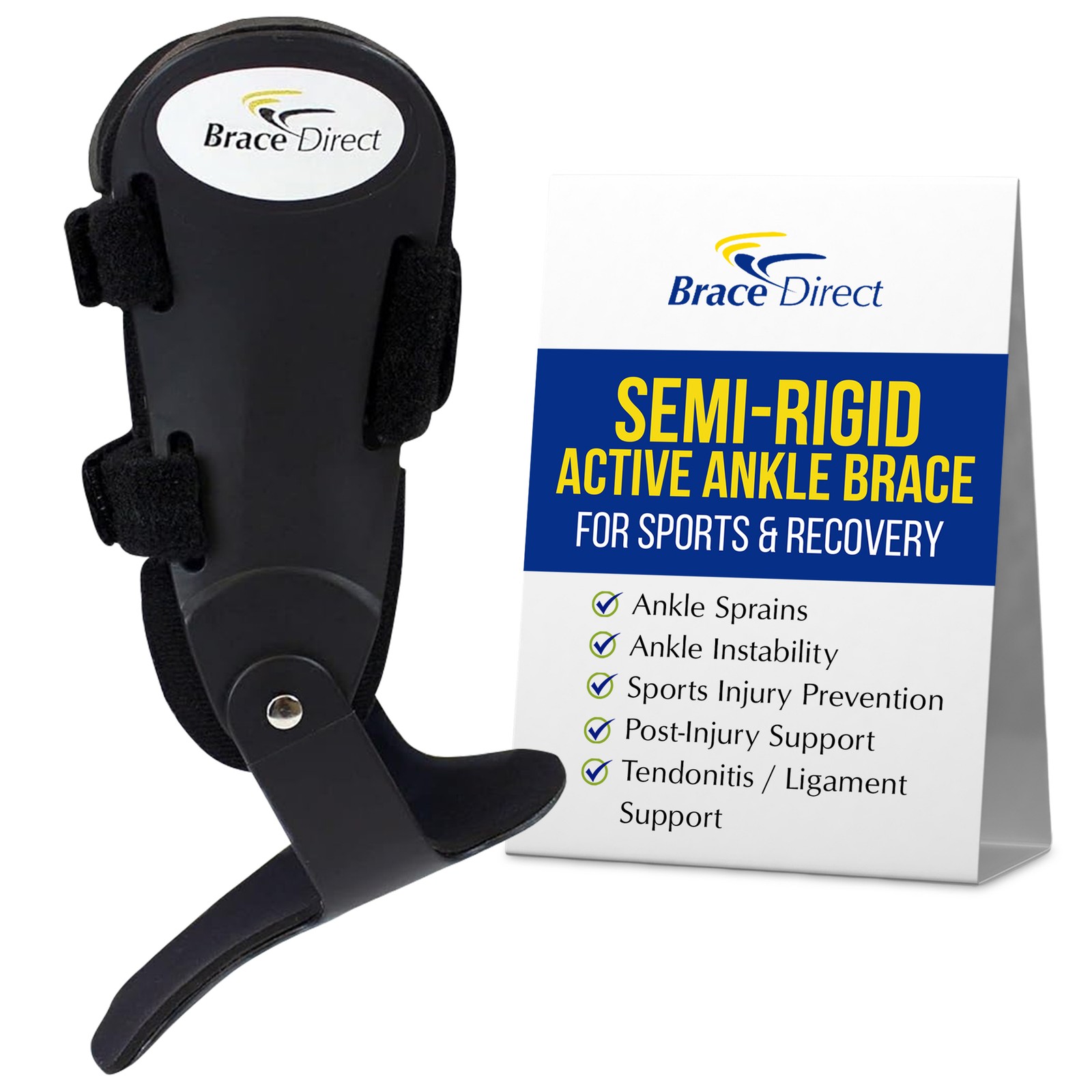 Semi-Rigid Active Ankle Brace Stabilizer for Sprain Support and Sport Protection