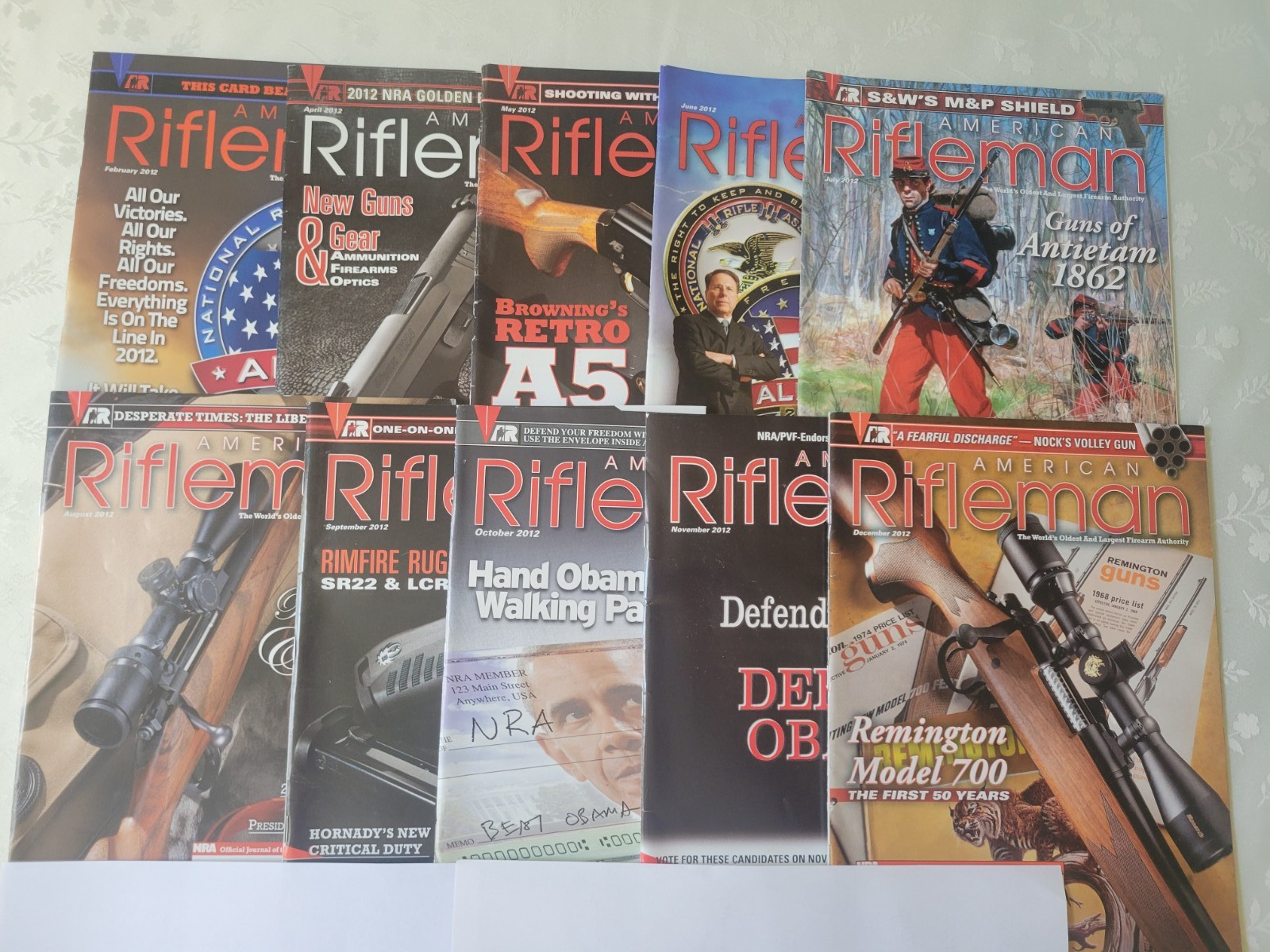 American Rifleman Magazine 2012 Year 10 Back Issues from  2012
