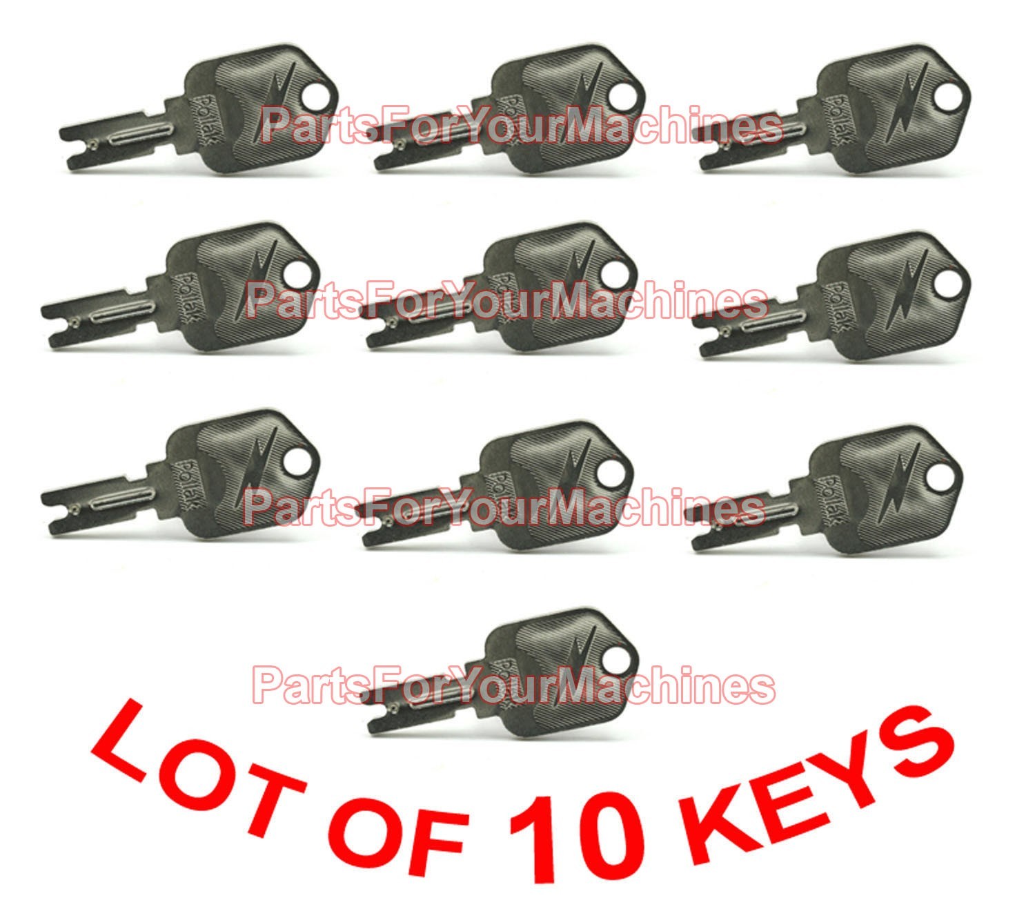 10 POLLAK KEYS FOR IGNITION SWITCH, FORKLIFTS, YALE, DAEWOO, CLARK, HYSTER