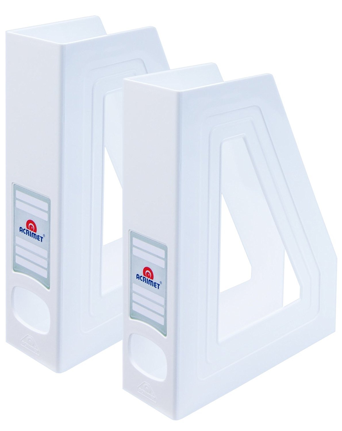 Acrimet Magazine File Holder (White Color) (2 - Pack)