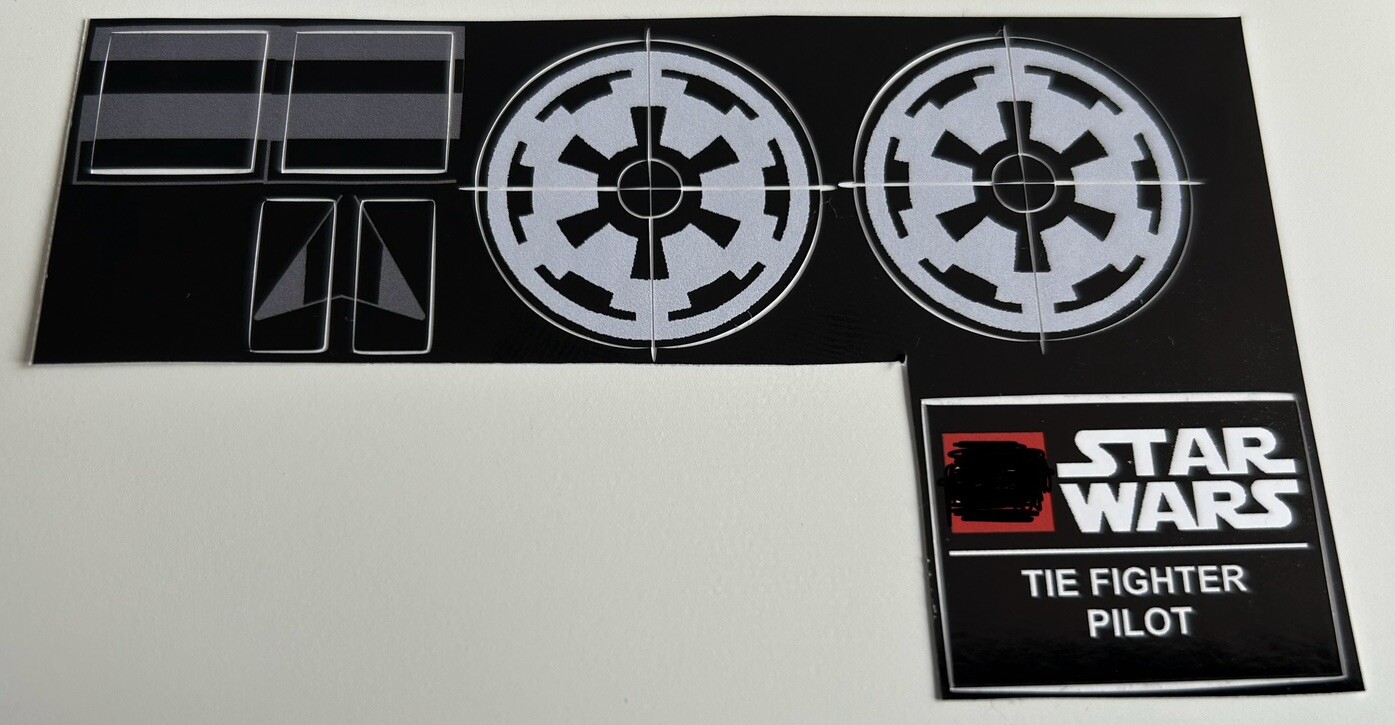 Star Wars Sticker Sheet for Lego 75274 Tie Fighter Pilot