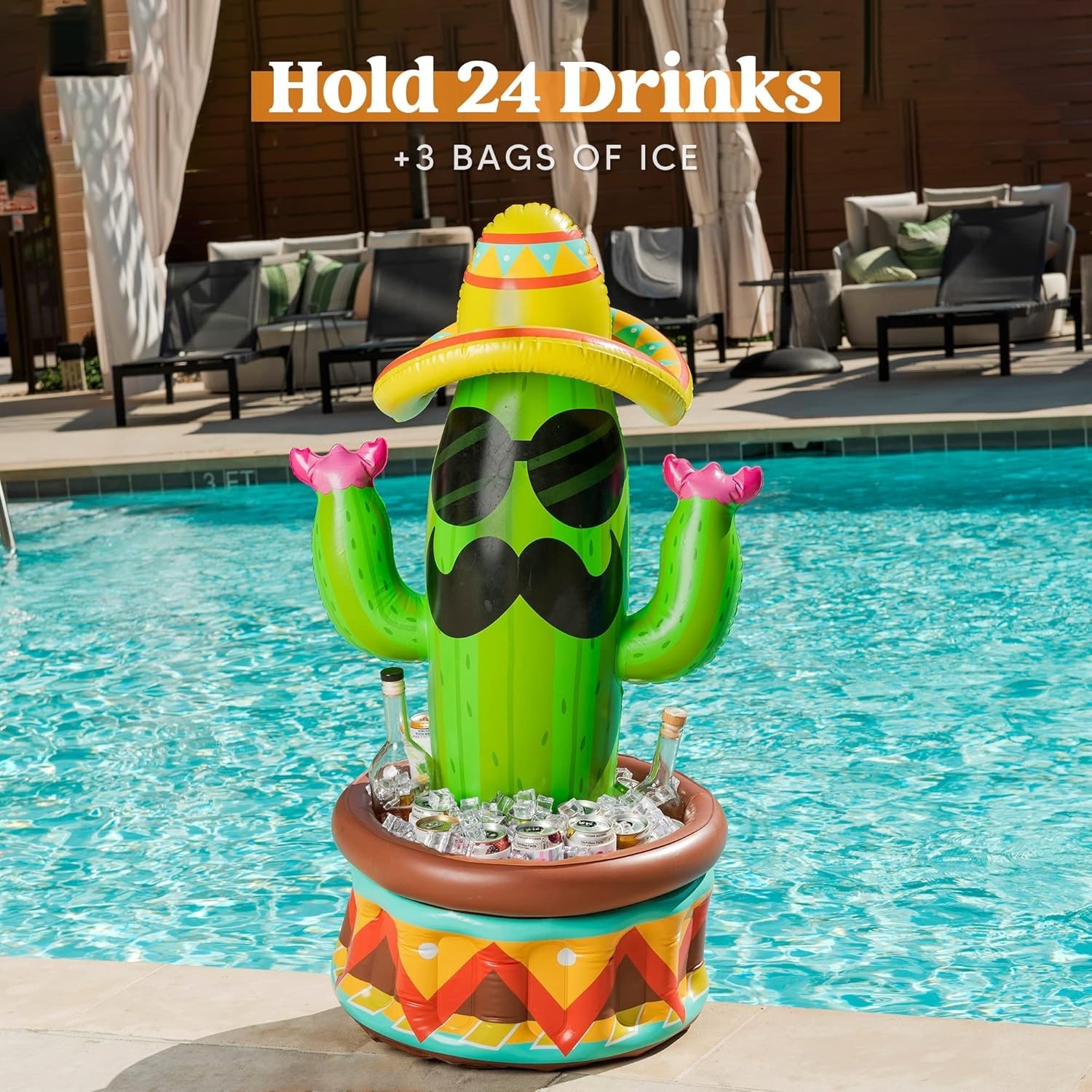 Multi-Color Inflatable Cactus Cooler 43" – Elevate Your Fiesta Experience!